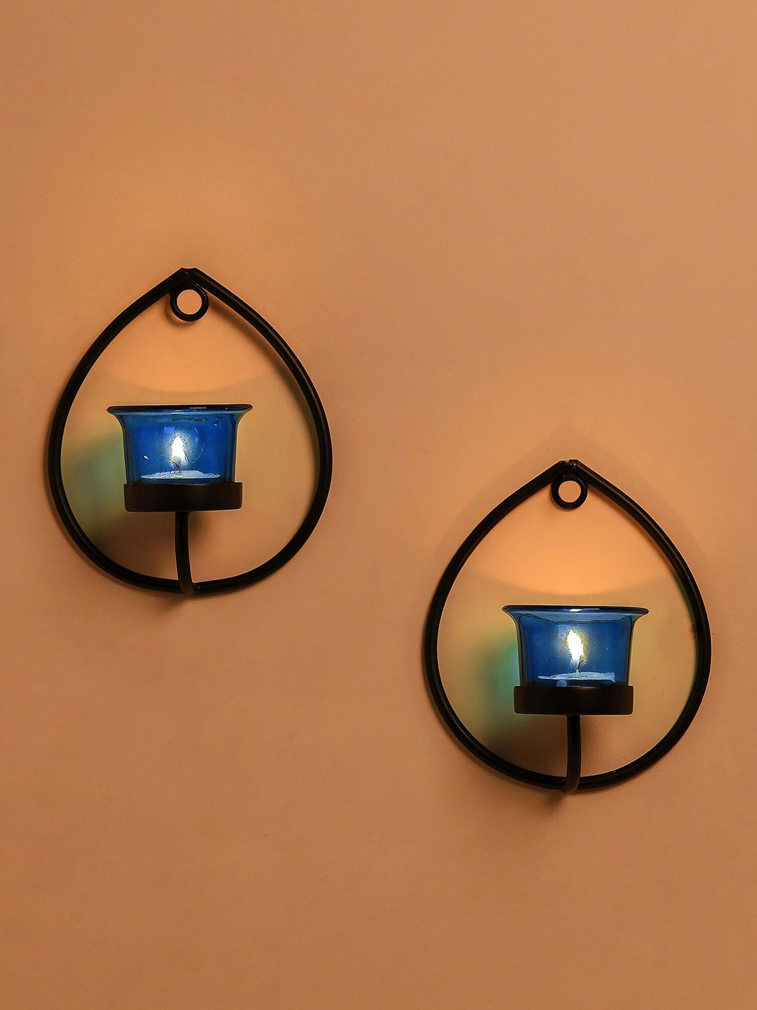 

Homesake Set Of 2 Black & Blue Candle Holders