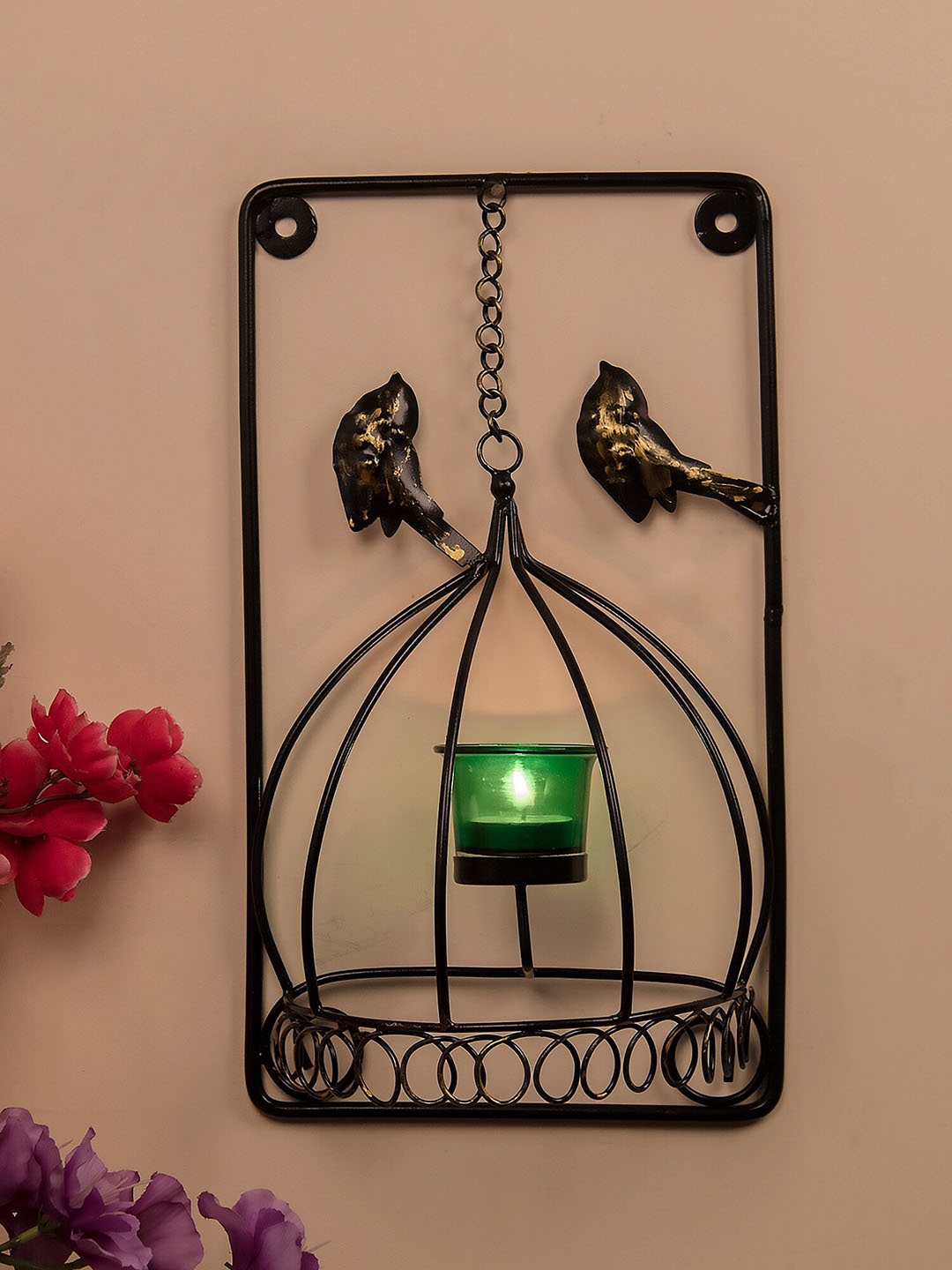 

Homesake Black & Green Tealight Holder Bird Cage Candle Holder