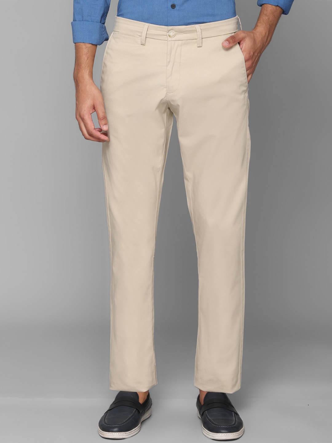 

Allen Solly Men Cream-Coloured Slim Fit Trousers
