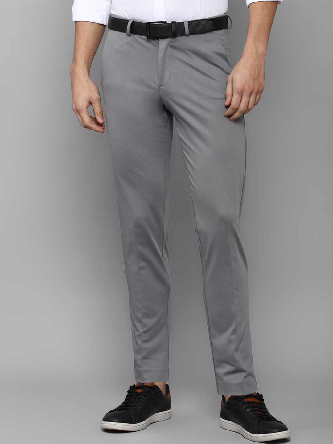 

Allen Solly Men Grey Textured Slim Fit Trousers
