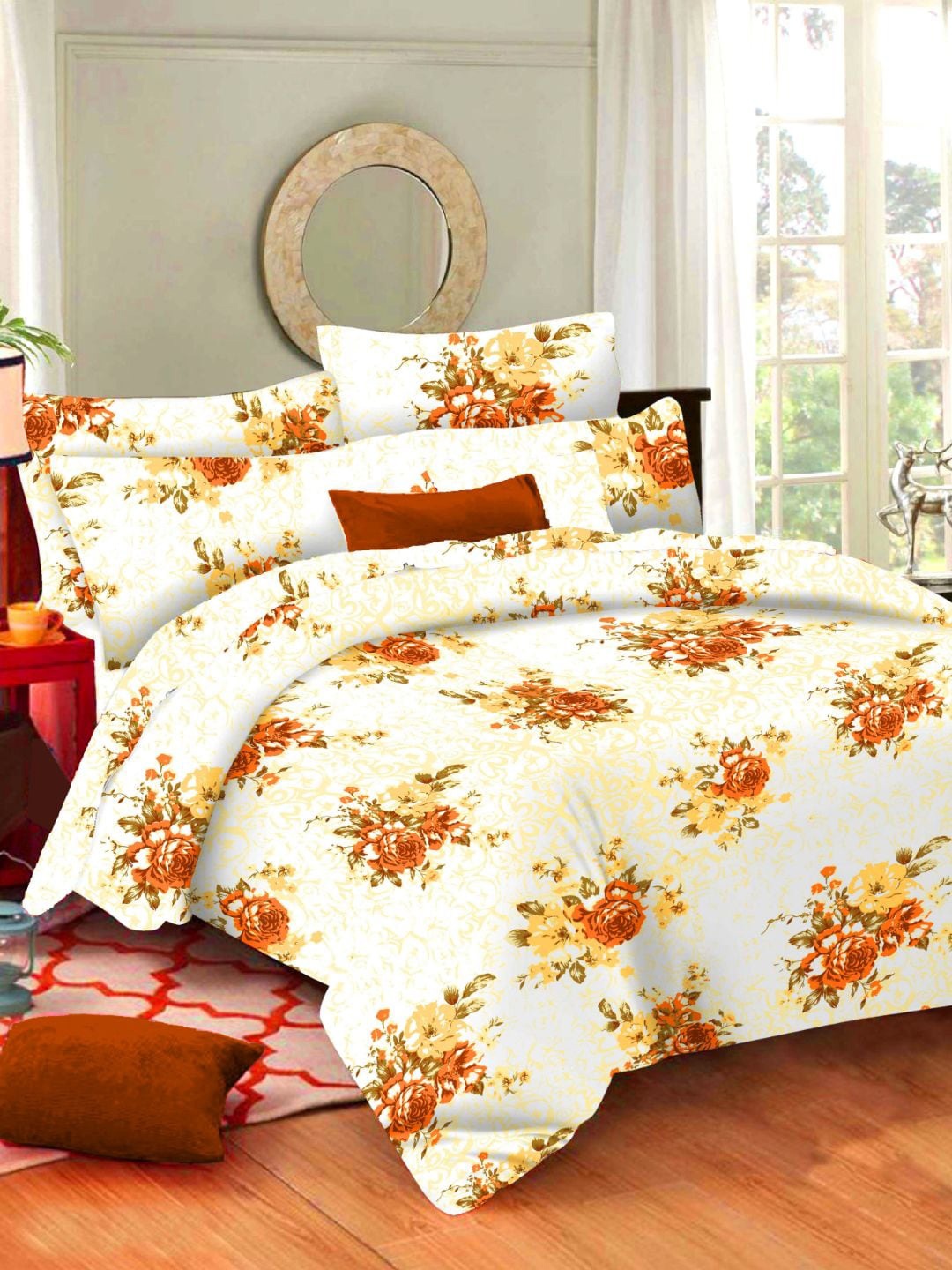 

Sleeping Owls- because your sleep matters Yellow Floral 144 TC Bedsheet with 2 Pillow