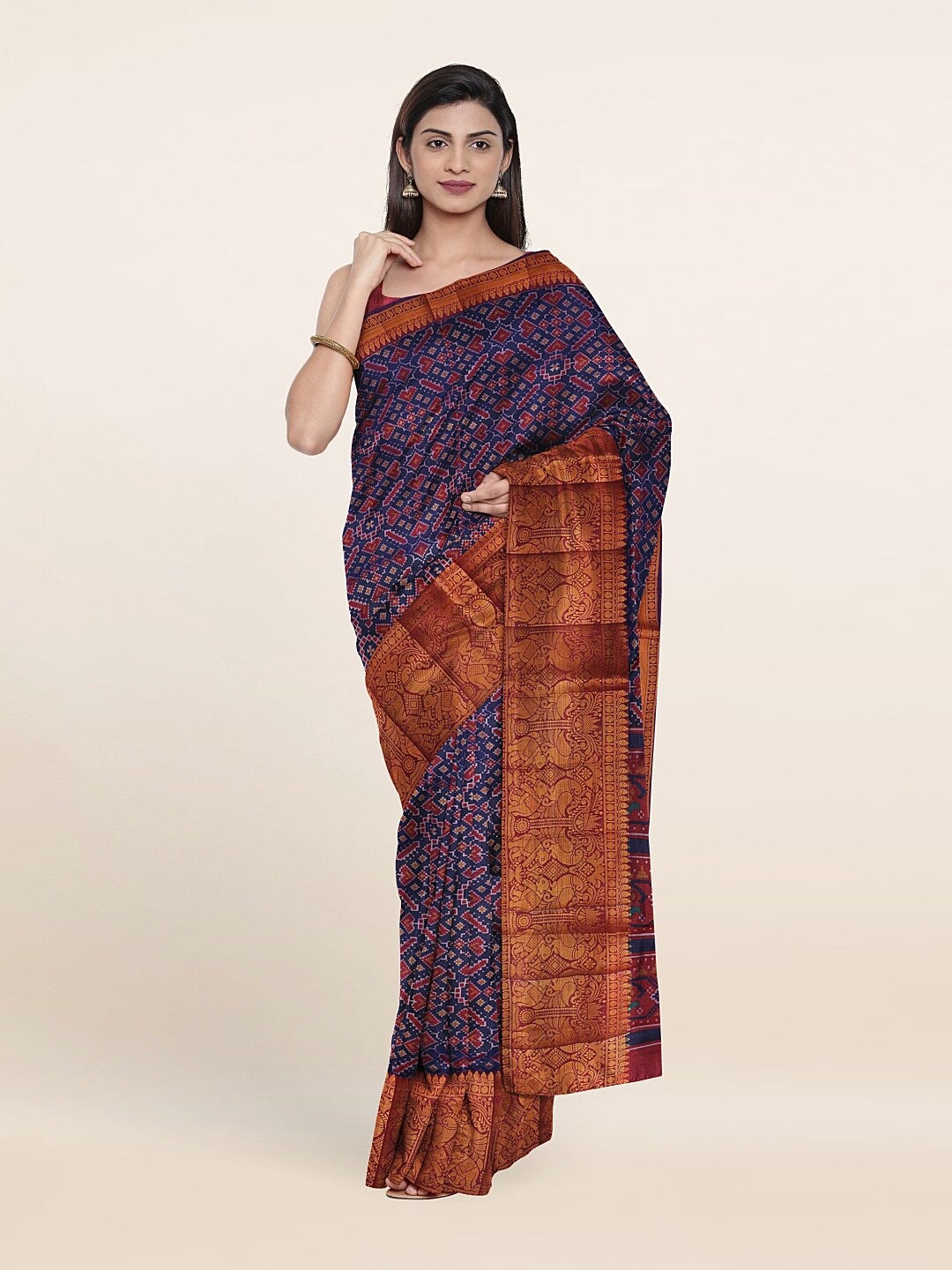 

Pothys Women Blue & Pink Zari Art Silk Saree