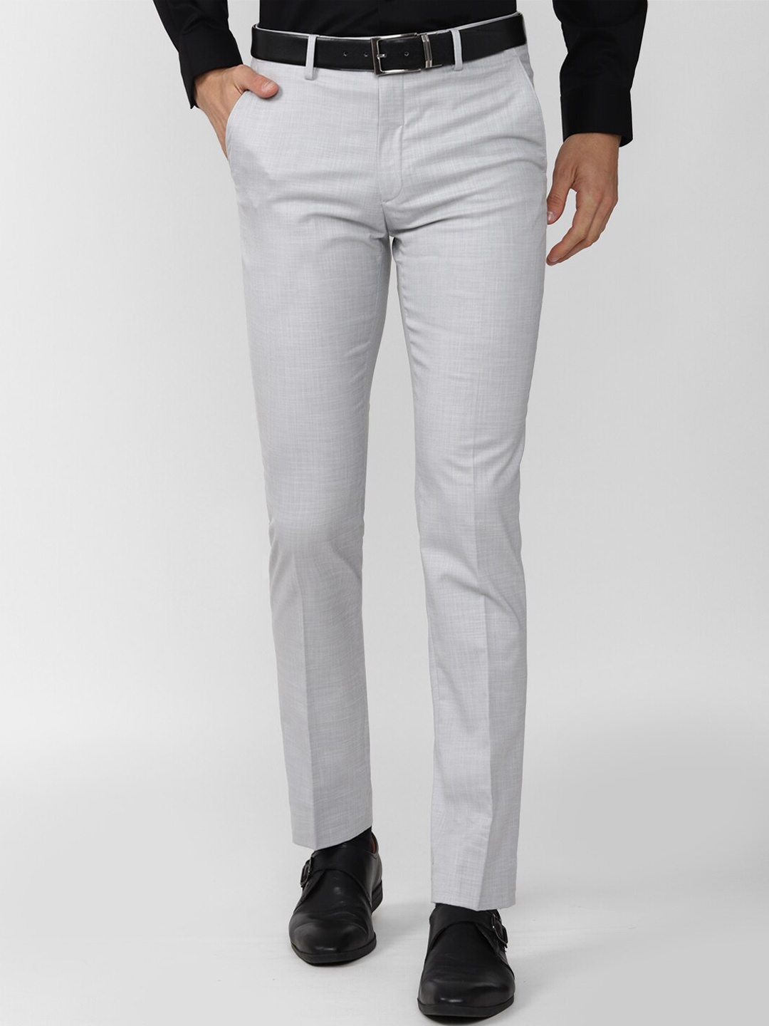

Peter England Men Grey Slim Fit Trousers