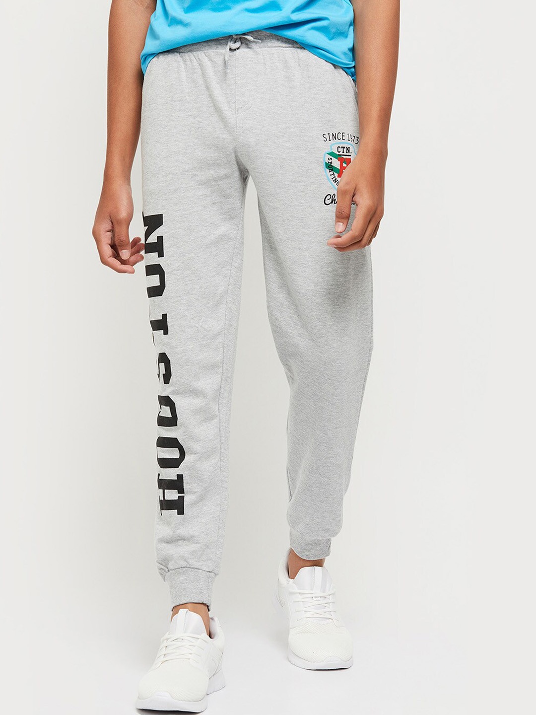 

max Boys Grey Solid Pure Cotton Joggers