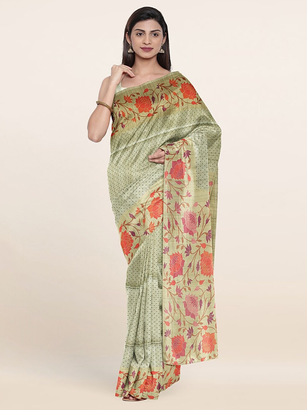 

Pothys Green & Red Art Silk Saree
