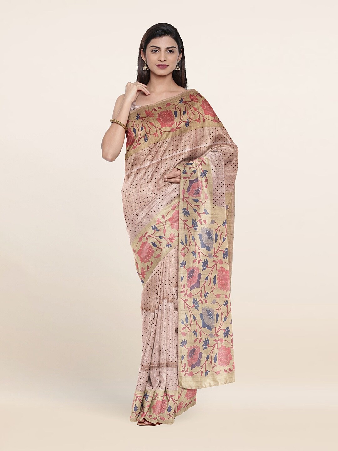 

Pothys Pink & Navy Blue Art Silk Saree