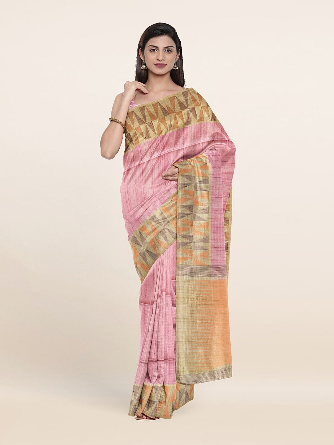 

Pothys Pink & Cream-Coloured Art Silk Saree