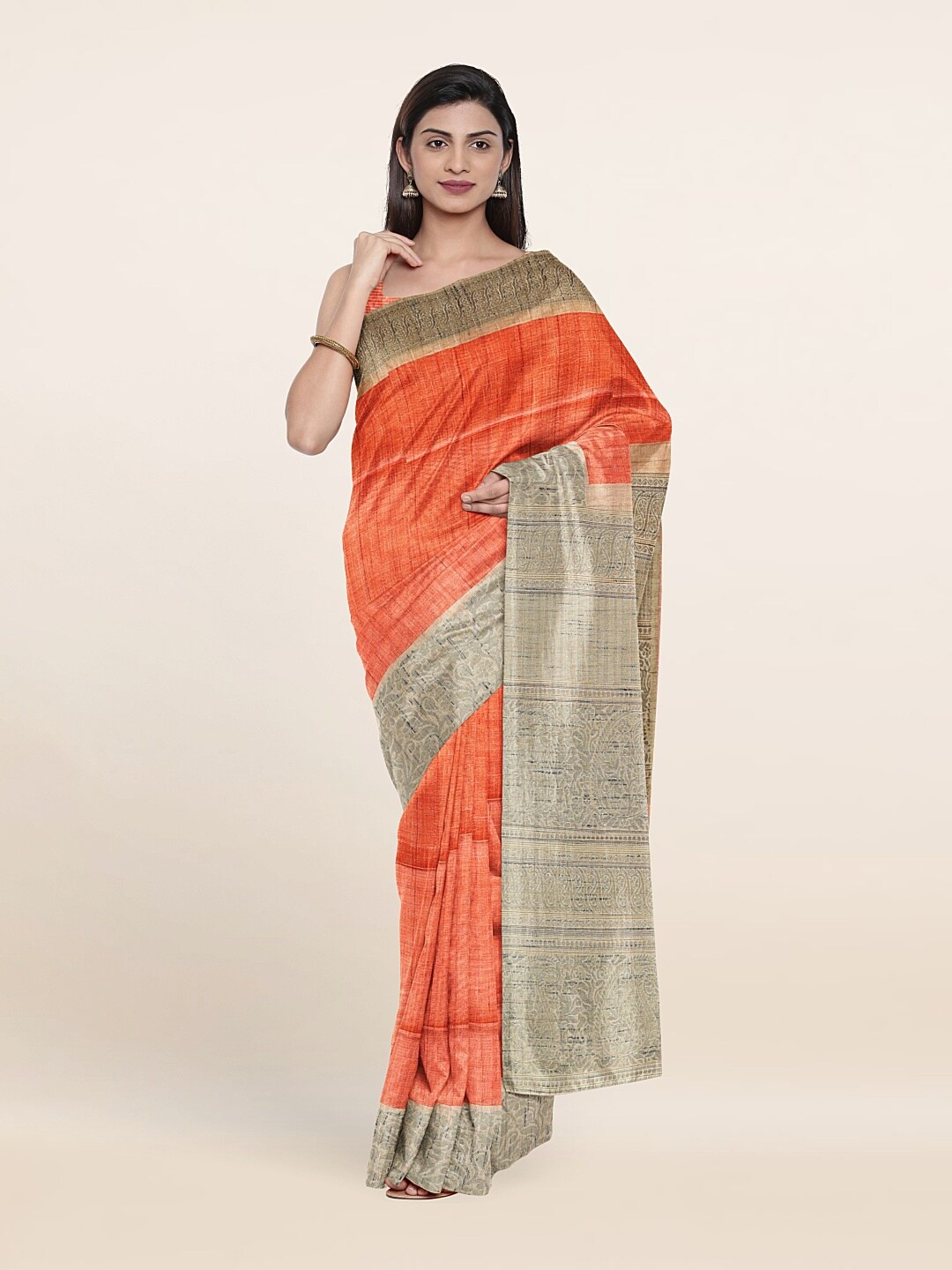 

Pothys Orange & Beige Art Silk Saree