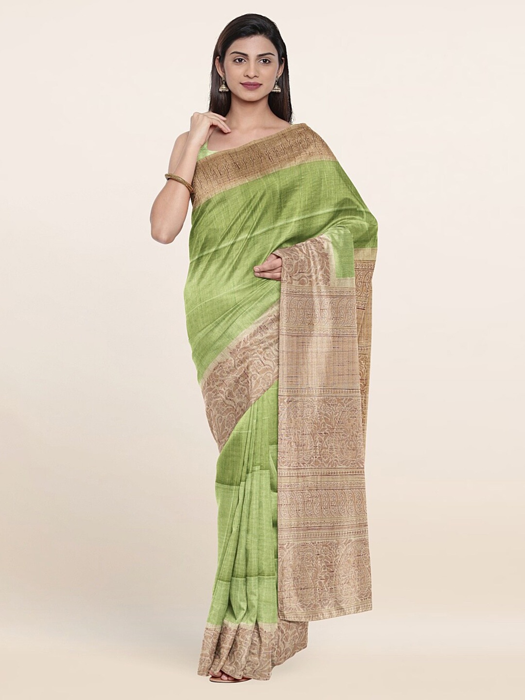 

Pothys Green & Beige Art Silk Saree