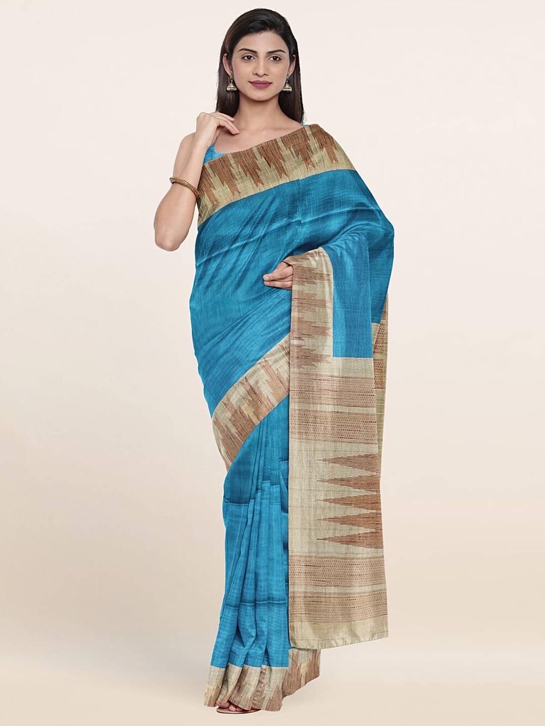 

Pothys Blue & Beige Woven Design Art Silk Saree