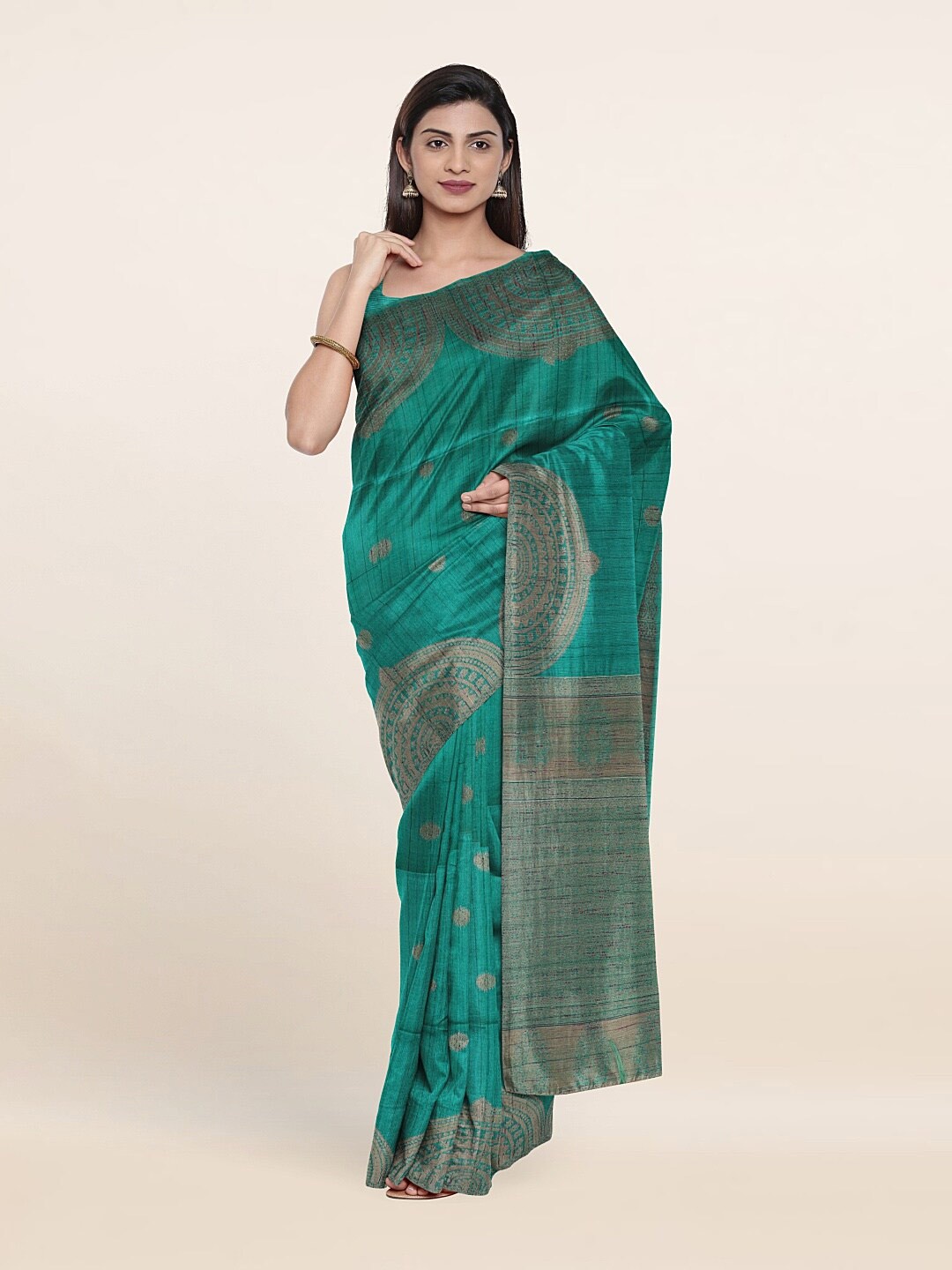 

Pothys Green Ethnic Motifs Art Silk Saree