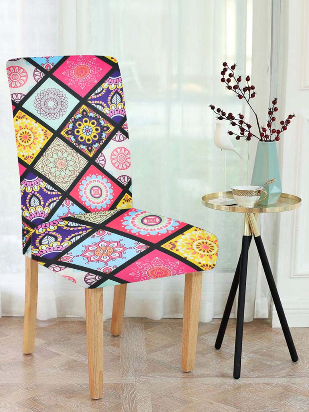 

Slushy Mushy Set Of 6 Multicolor Mandala Print Polyester Chair Cover, Multi