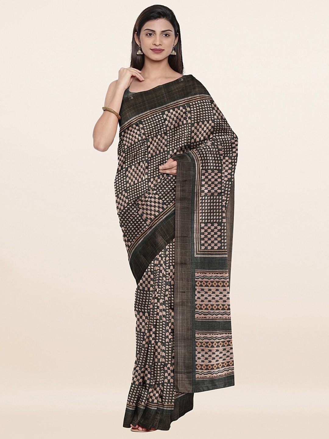 

Pothys Women Grey & Brown Zari Art Silk Saree