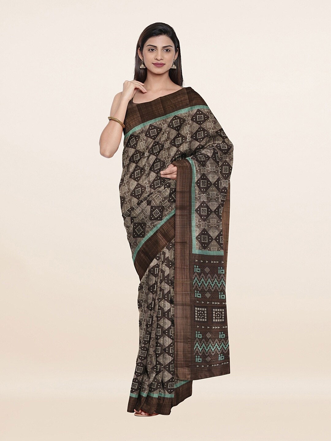 

Pothys Brown & Black Art Silk Saree