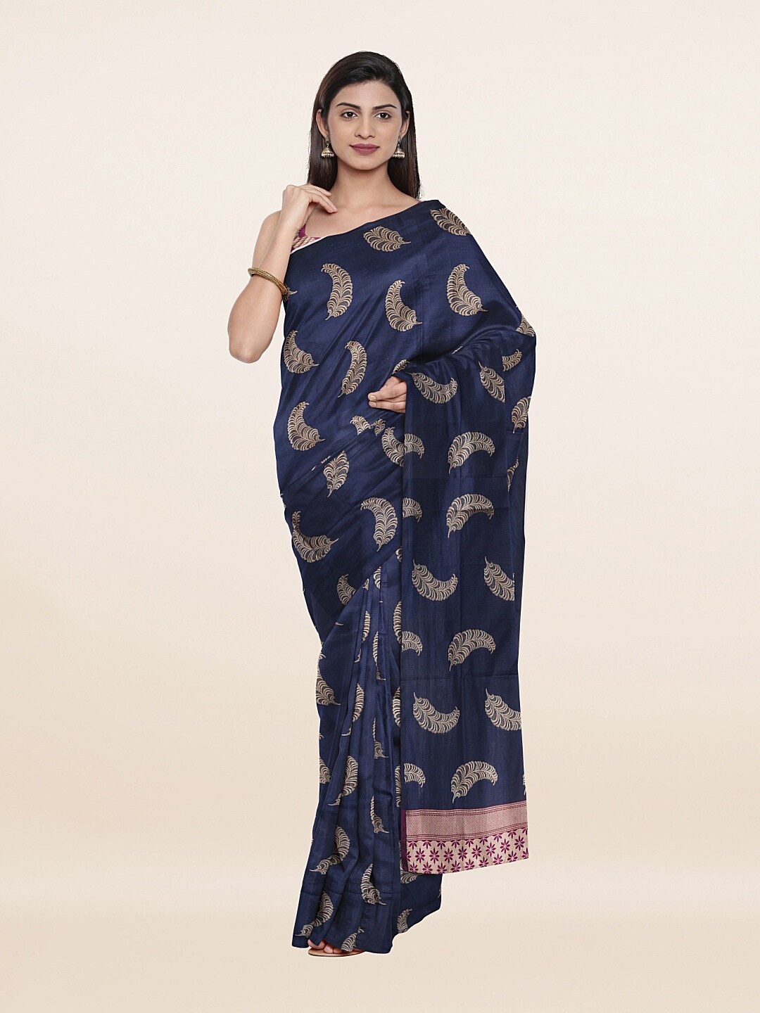 

Pothys Blue & Violet Woven Design Zari Art Silk Saree