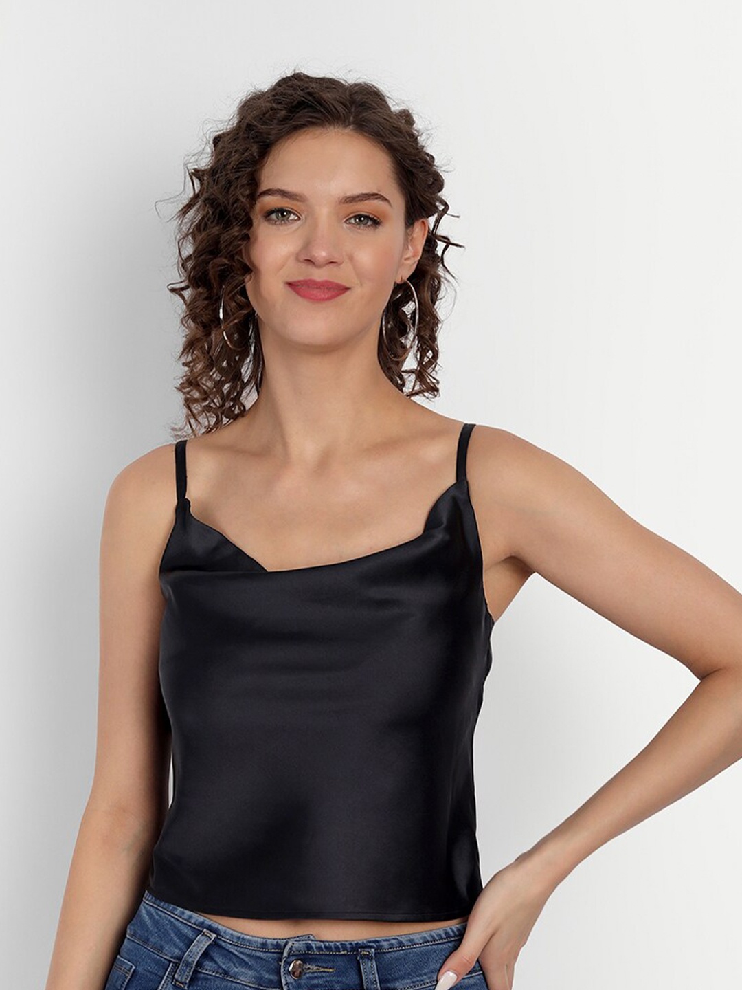 

ESSQUE Black Cowl Neck Top