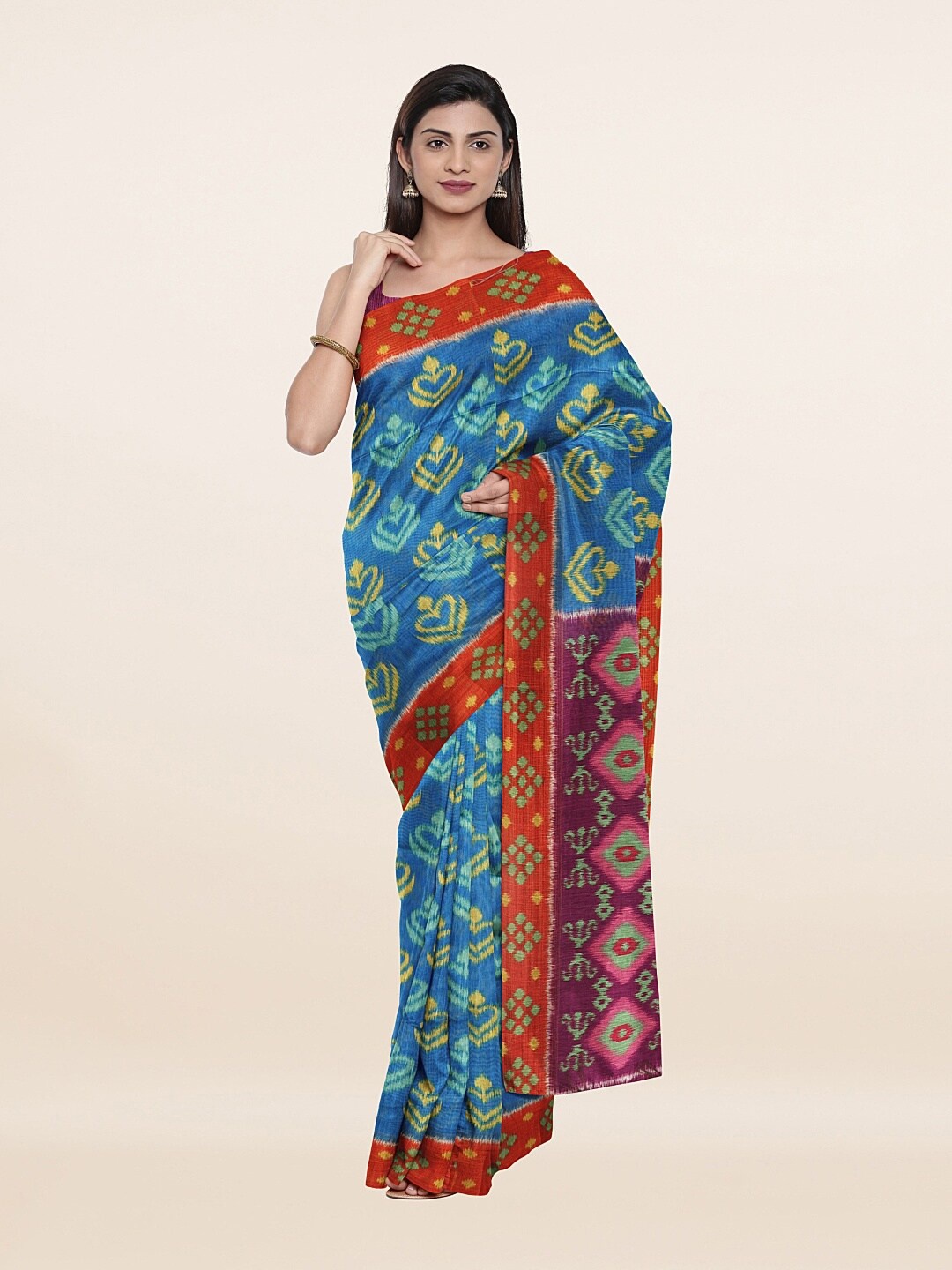 

Pothys Women Blue & Red Zari Art Silk Saree