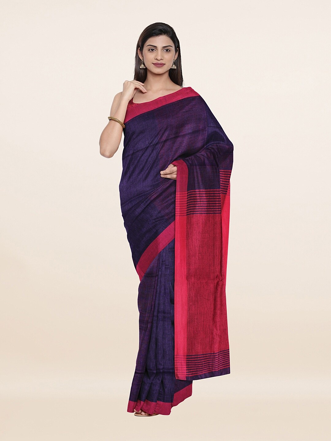 

Pothys Purple & Maroon Pure Linen Saree