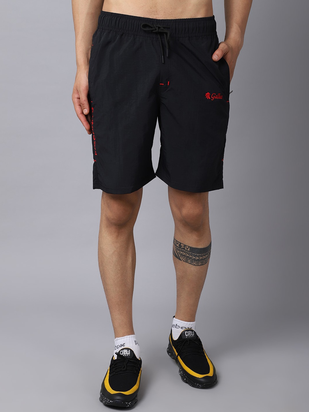 

Gallus Men Black Slim Fit Training or Gym Shorts