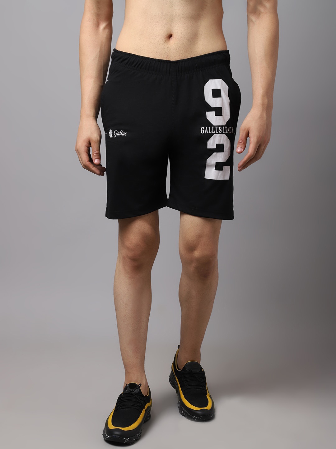 

Gallus Men Black Slim Fit Training or Gym Shorts