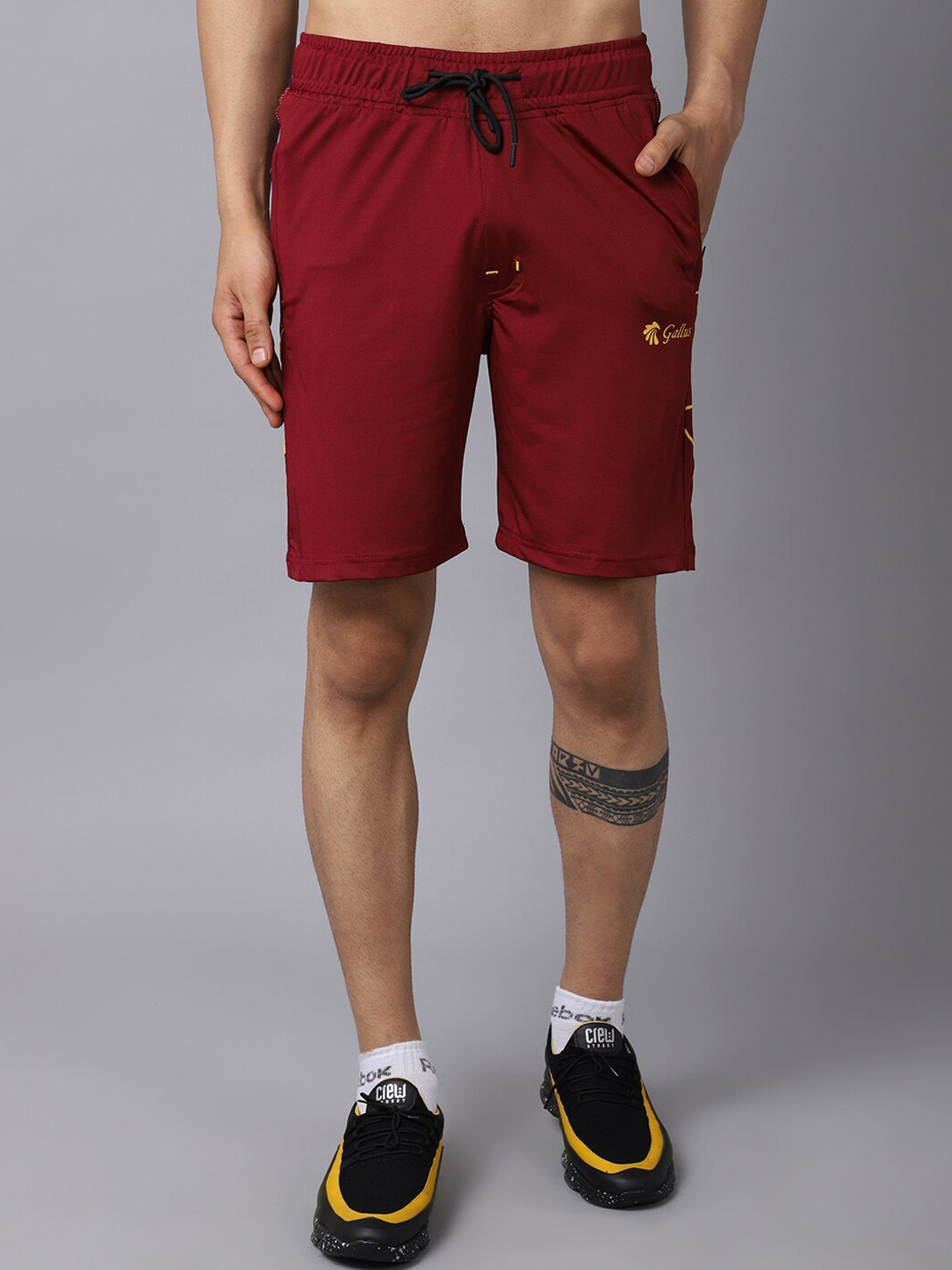

Gallus Men Maroon Slim Fit Training or Gym Shorts