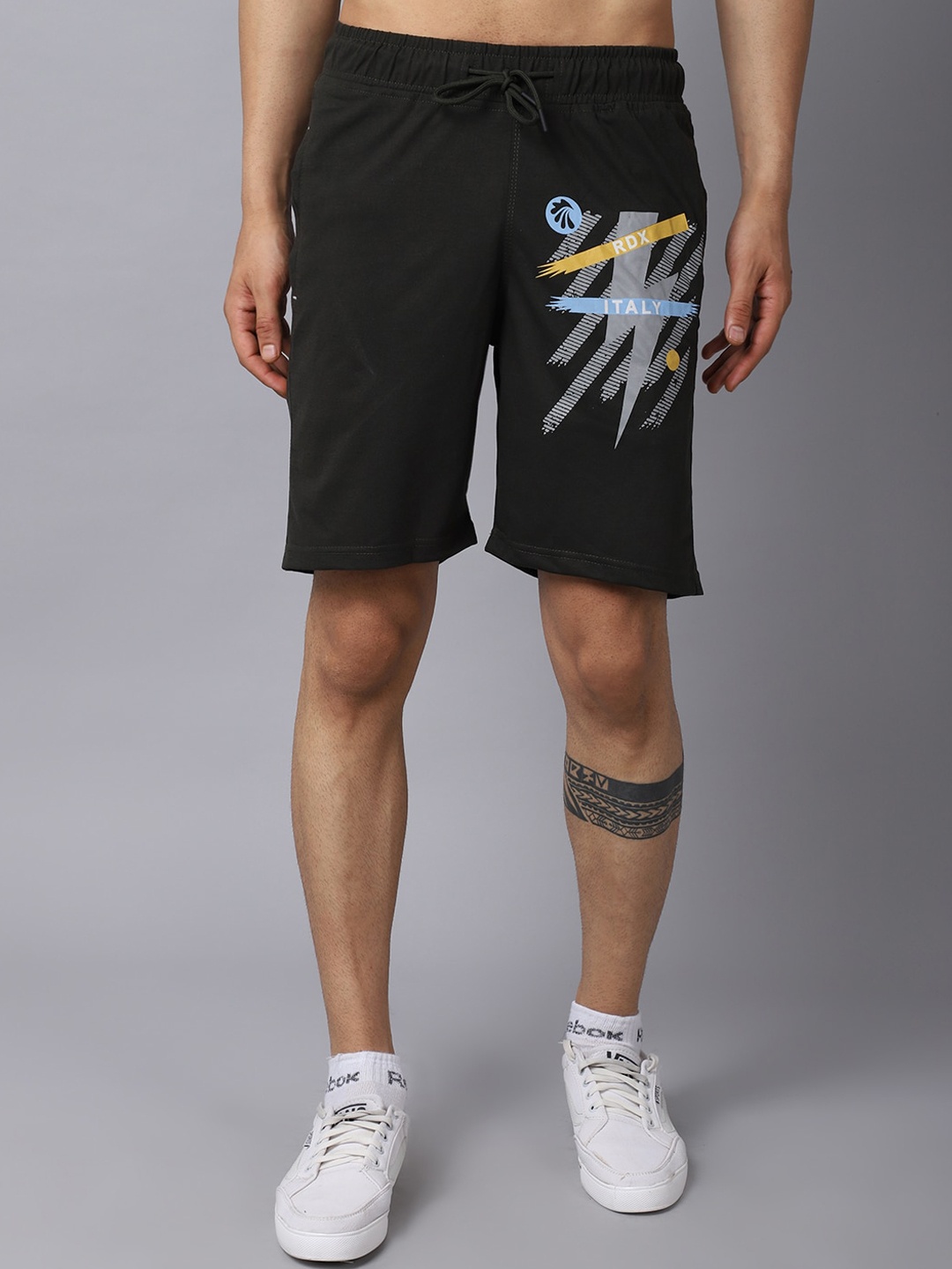 

Gallus Men Black Printed Slim Fit Training or Gym Shorts
