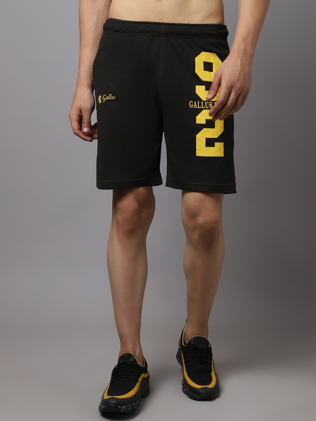 

Gallus Men Black Slim Fit Training or Gym Shorts