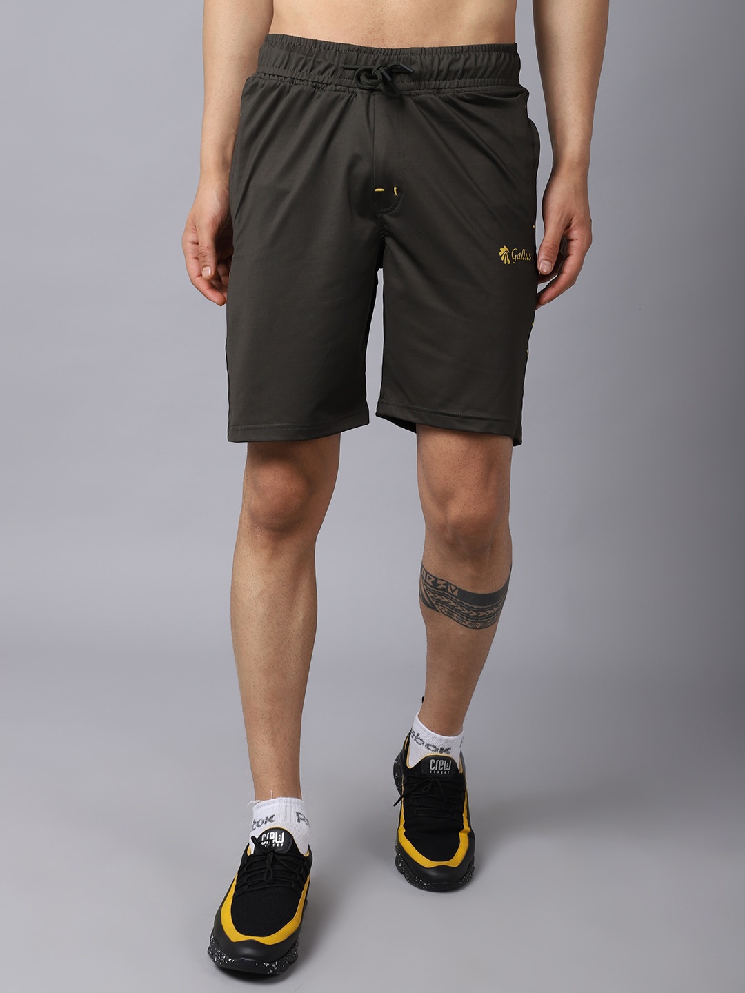 

Gallus Men Olive Green Slim Fit Training or Gym Sports Shorts