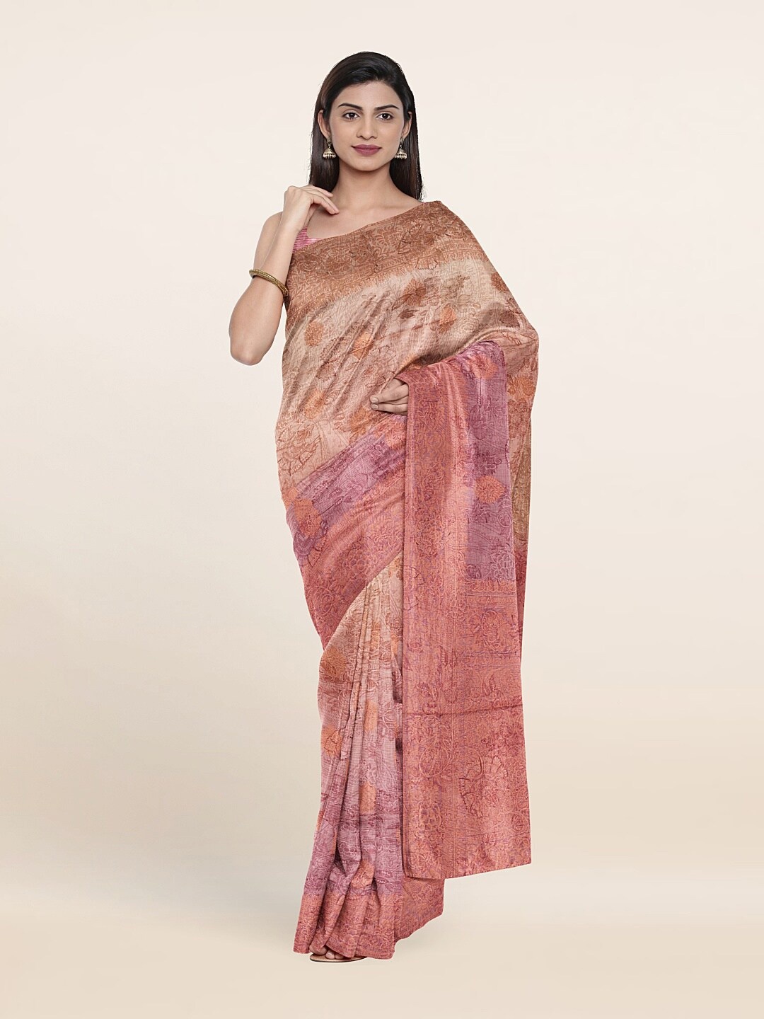 

Pothys Women Pink & Purple Woven Design Zari Art Silk Saree