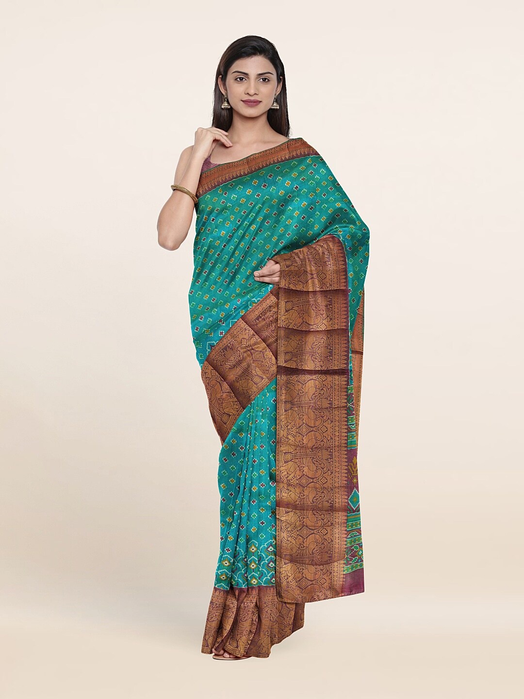 

Pothys Blue & Maroon Ethnic Motifs Zari Art Silk Saree