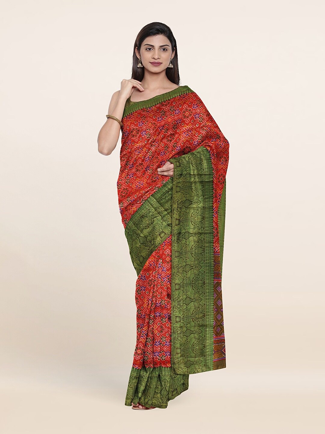 

Pothys Women Red & Green Zari Art Silk Saree
