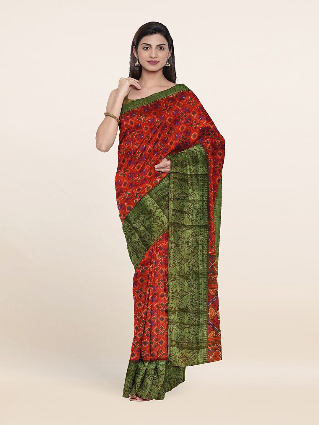 

Pothys Orange & Green Zari Art Silk Saree
