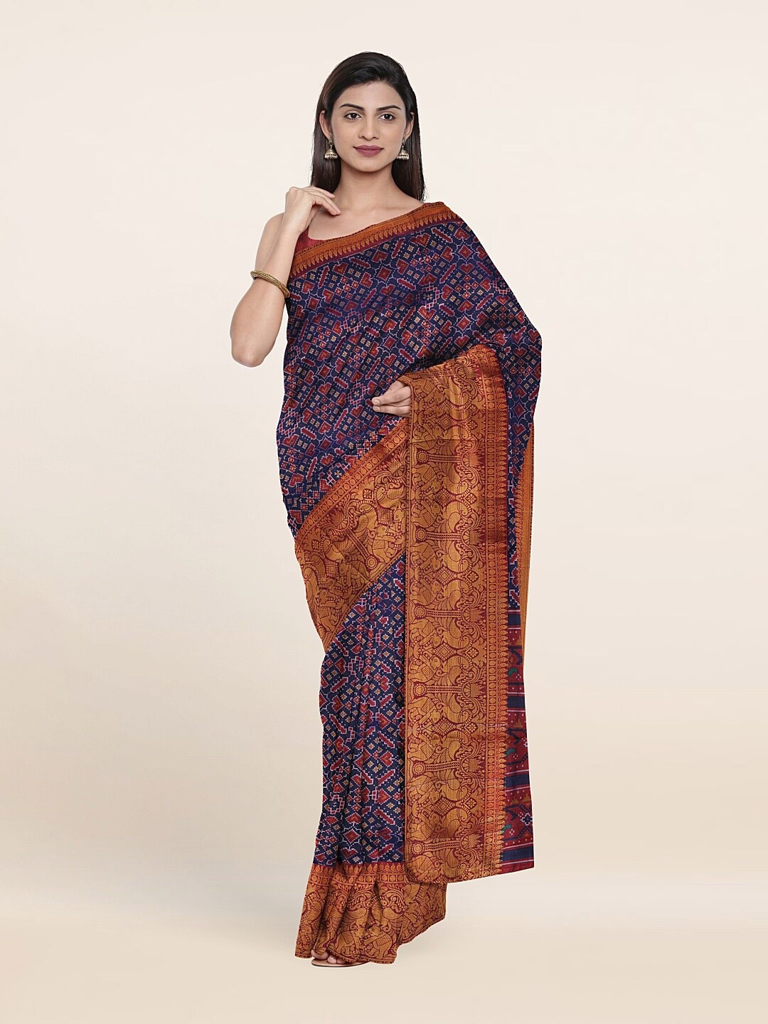 

Pothys Blue & Red Zari Art Silk Saree