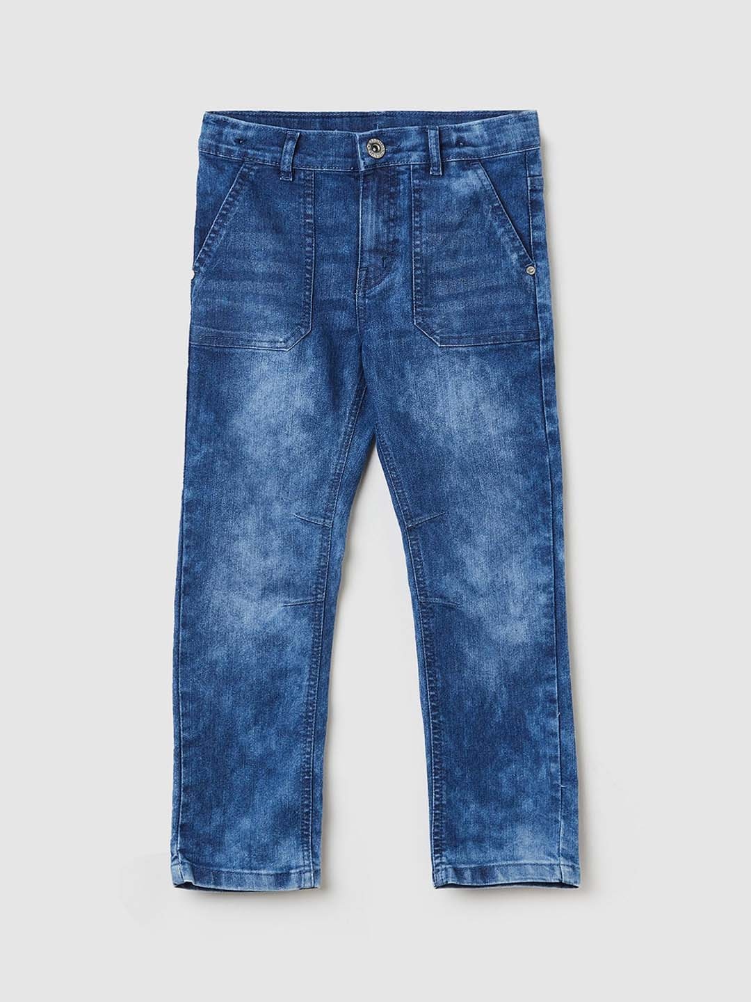 

max Boys Blue Regular Fit Heavy Fade Jeans