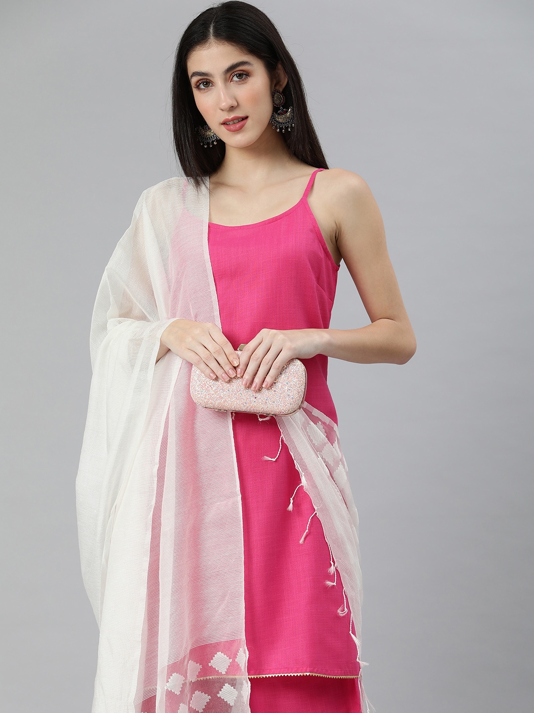 

swatika White Organza Bhagalpuri Dupatta
