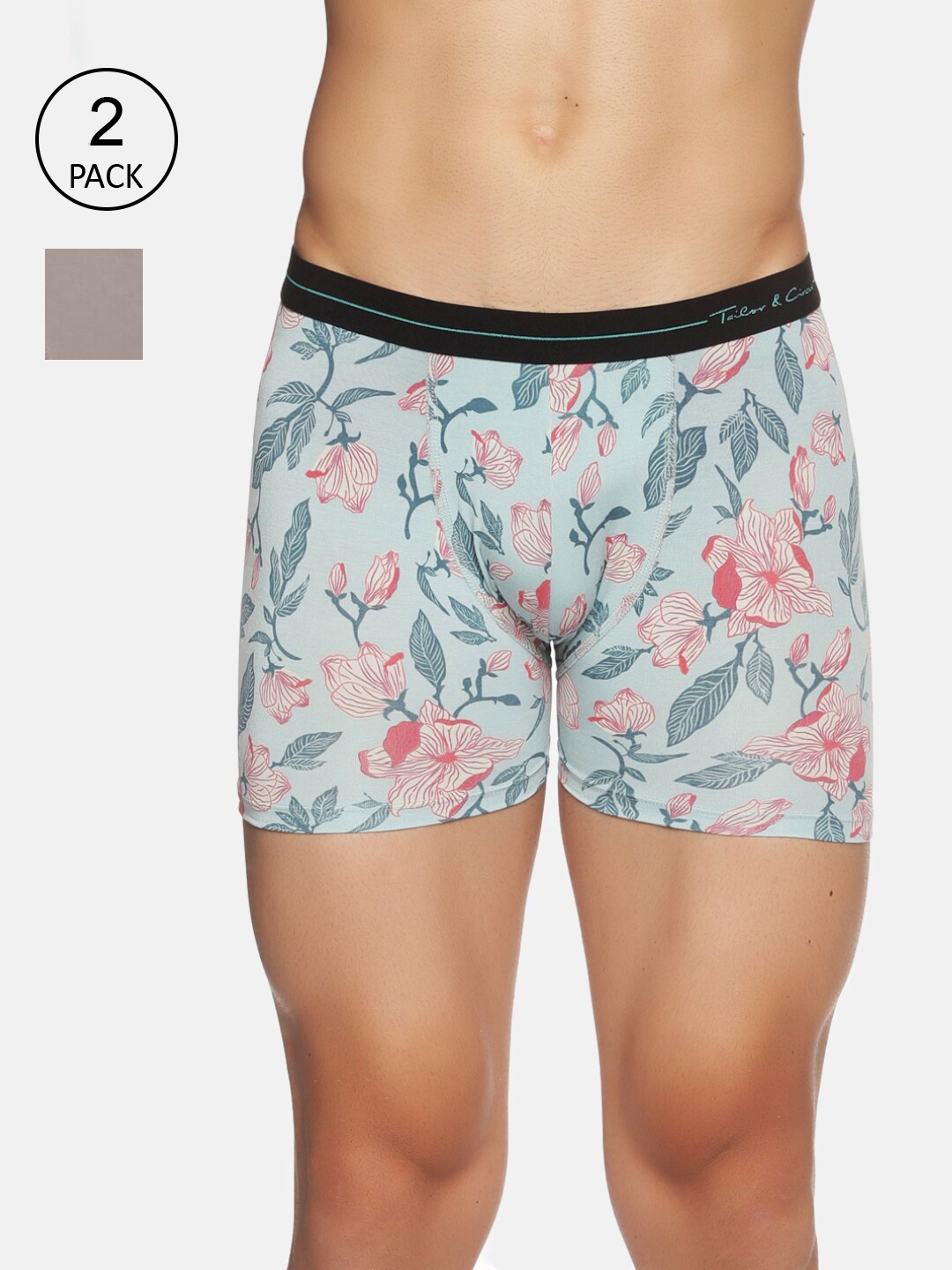

Tailor & Circus Men Pack of 2 Printed Trunks, Grey