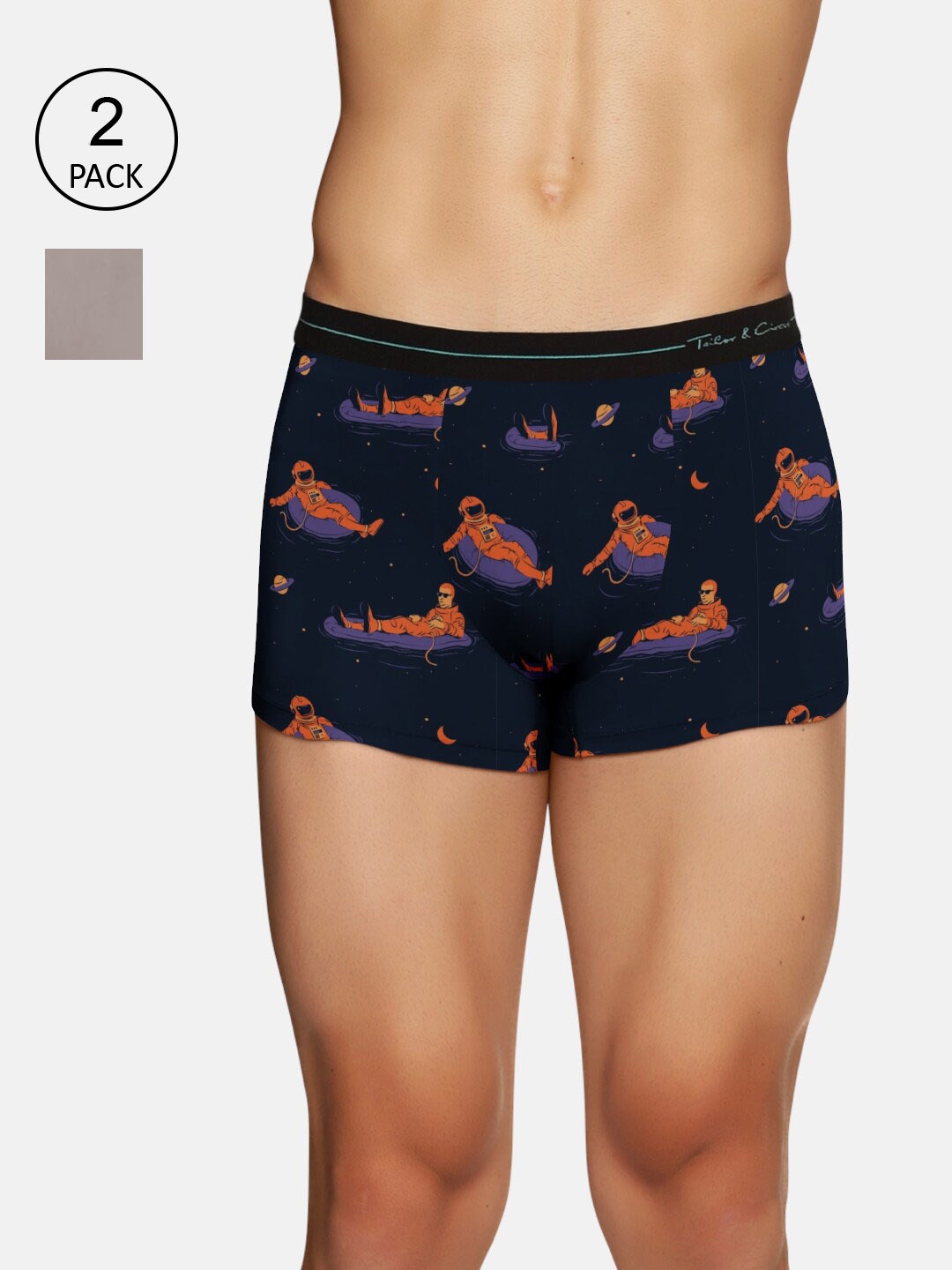 

Tailor & Circus Men Pack Of 2 Printed Trunk, Navy blue