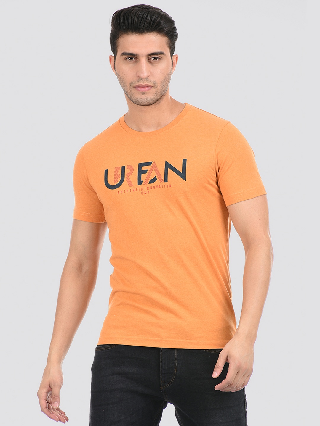 

Cloak & Decker by Monte Carlo Men Orange Typography Printed T-shirt
