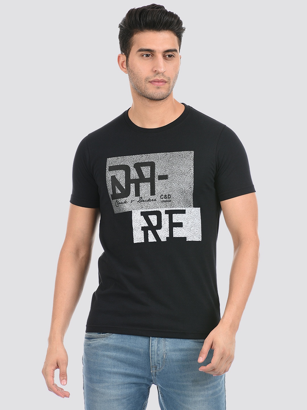

Cloak & Decker by Monte Carlo Men Black Typography Printed Applique T-shirt