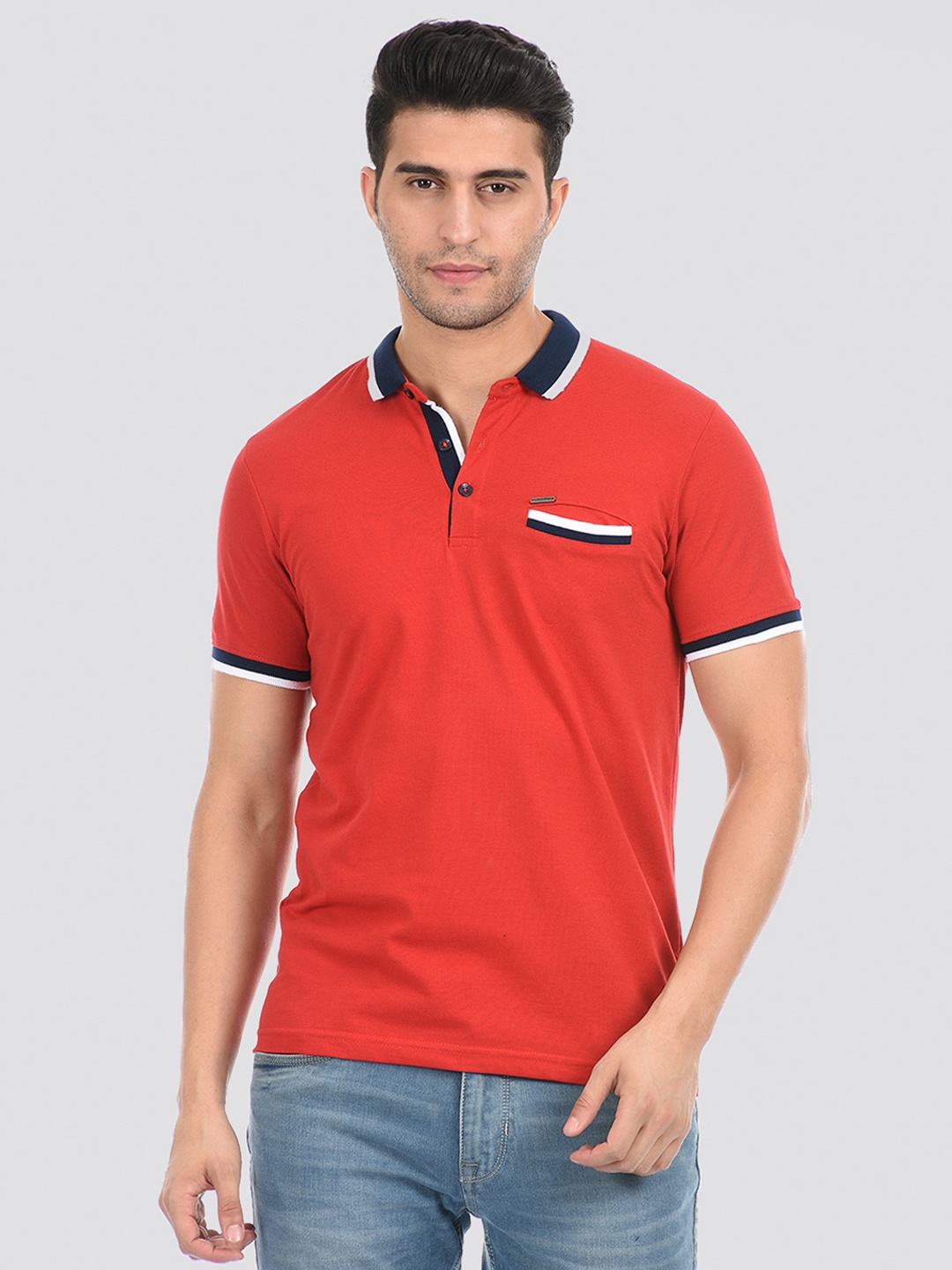 

Cloak & Decker by Monte Carlo Men Red Polo Collar T-shirt