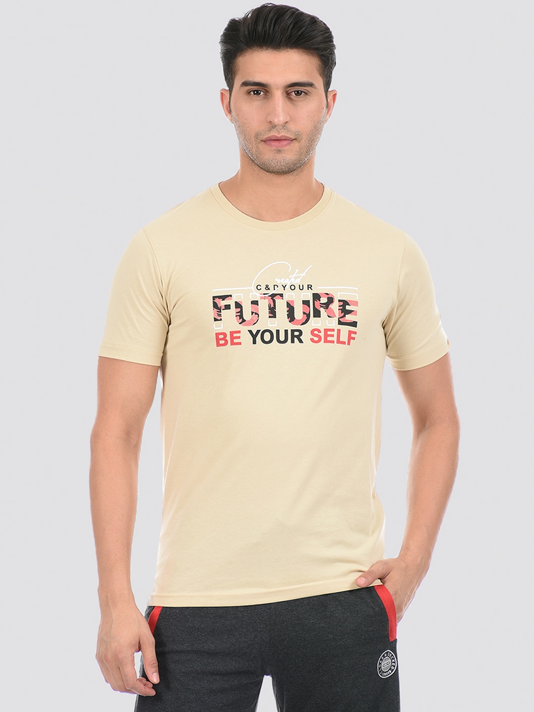 

Cloak & Decker by Monte Carlo Men Beige Typography Printed T-shirt
