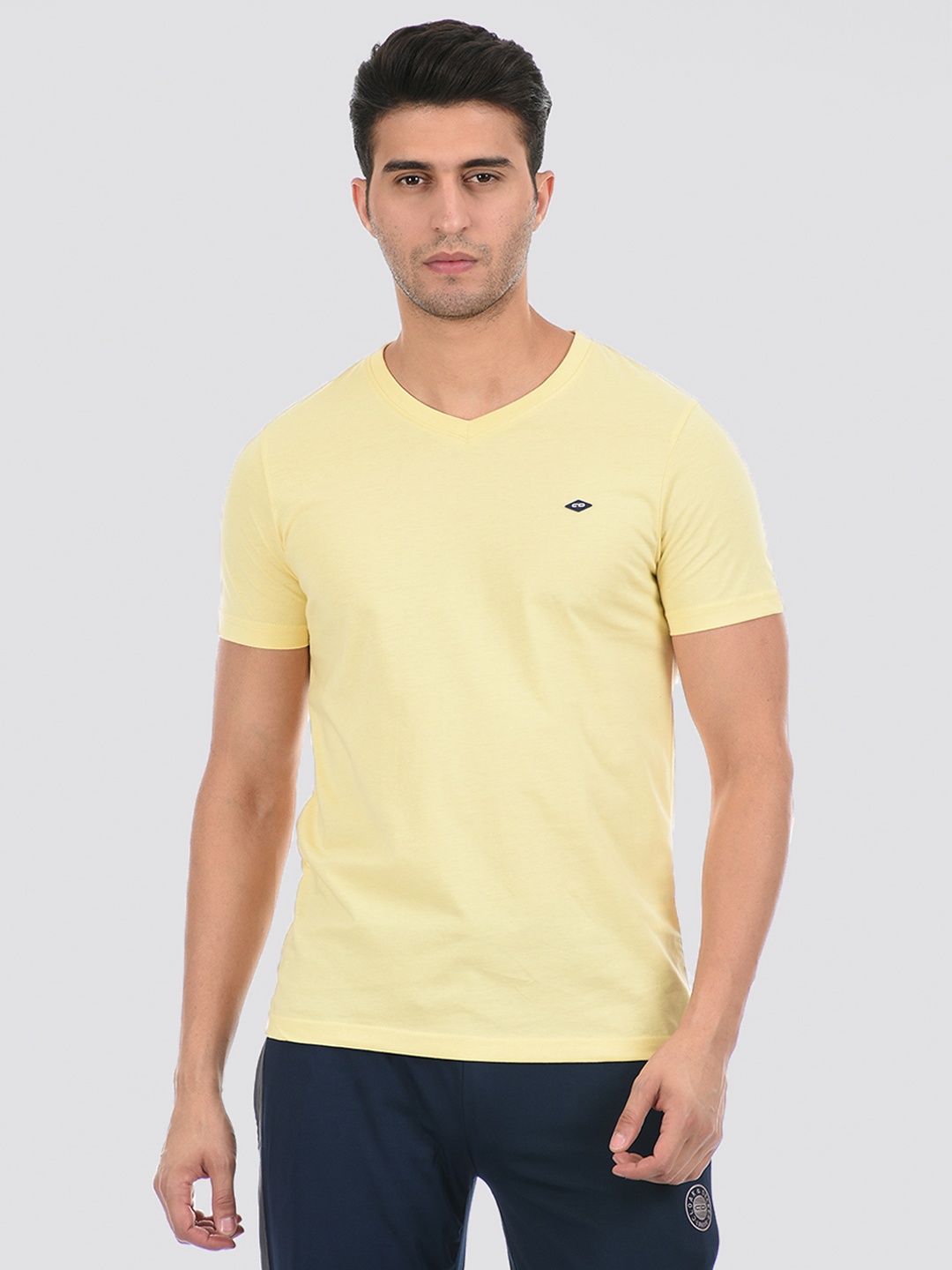 

Cloak & Decker by Monte Carlo Men Yellow V-Neck T-shirt