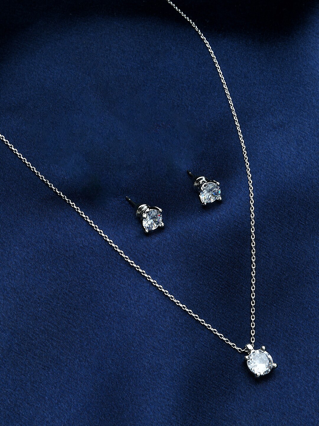 

Lilly & sparkle Rhodium-Plated & White CZ Studded Jewellery Set, Silver