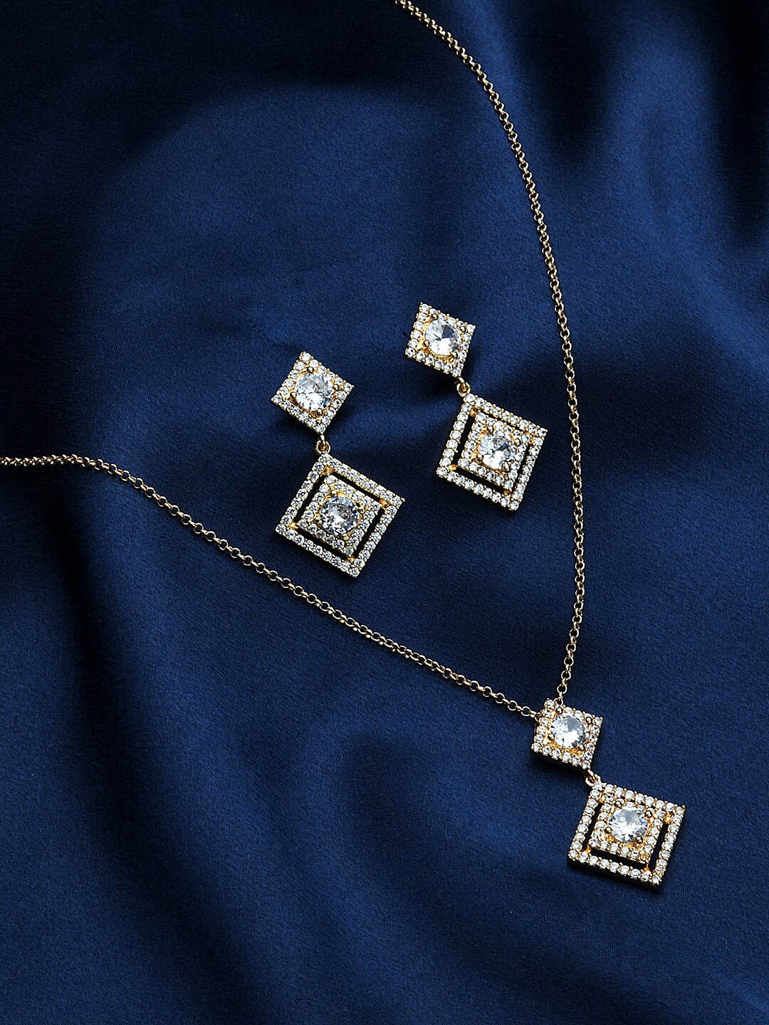 

Lilly & sparkle Gold-Plated White CZ-Studded Jewellery Set
