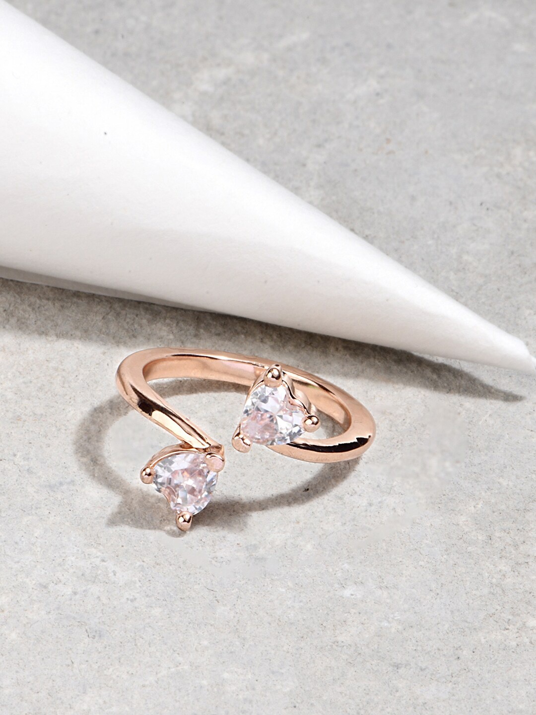 

Lilly & sparkle Rose Gold-Plated White CZ-Studded Adjustable Finger Ring