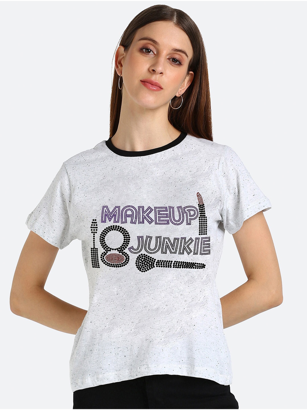 

shashvi Women White & Black Typography Printed T-shirt