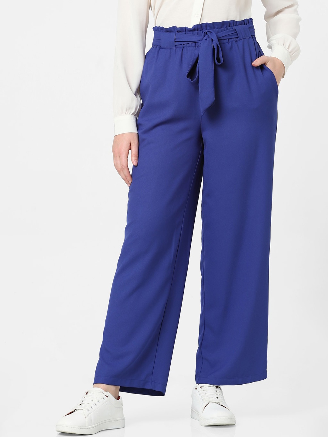 

Vero Moda Women Blue Solid High-Rise Trouser