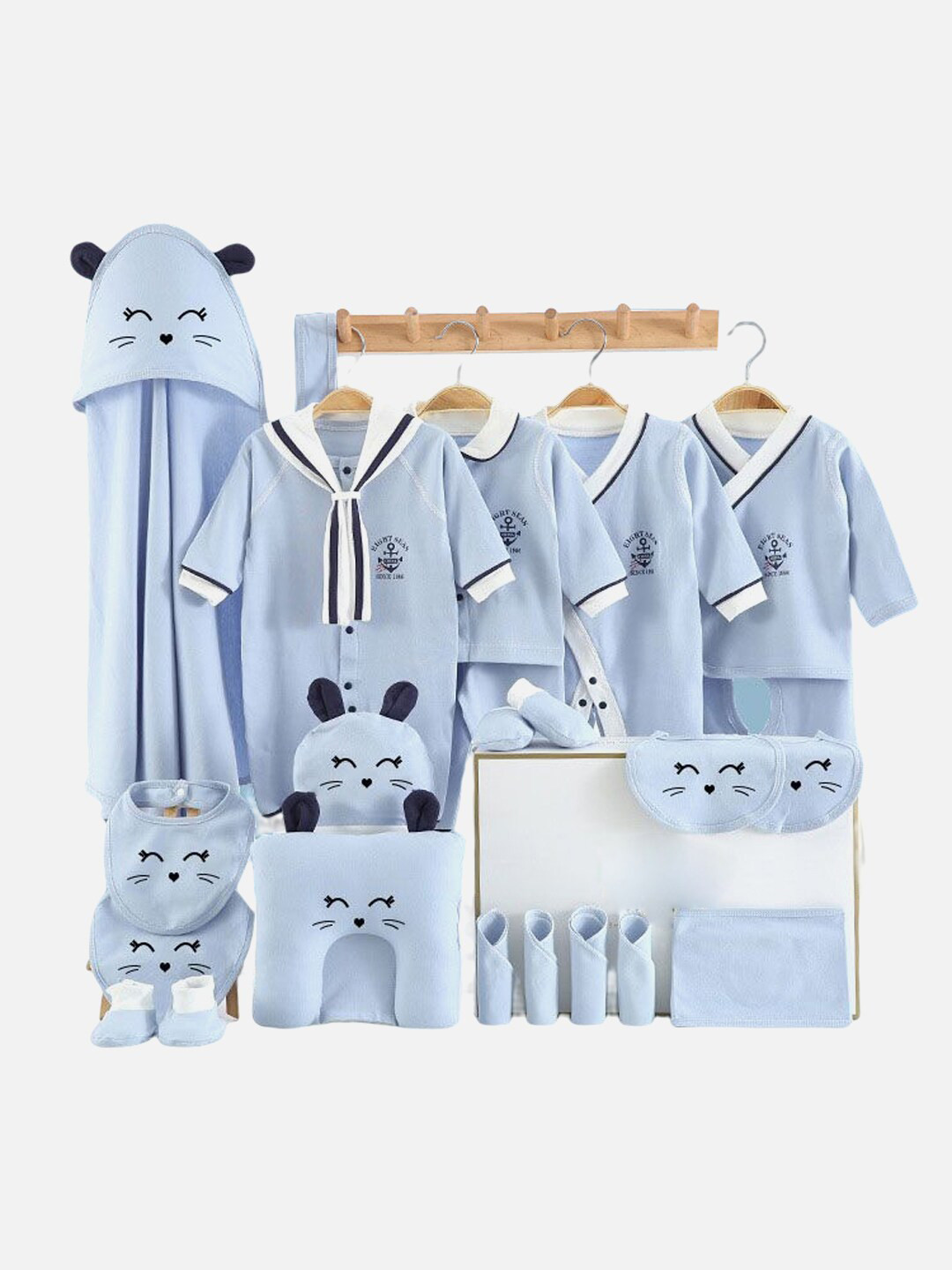 

Little Surprise Box LLP 23 Pcs Blue & Black Solid Baby Apparel Gift Set