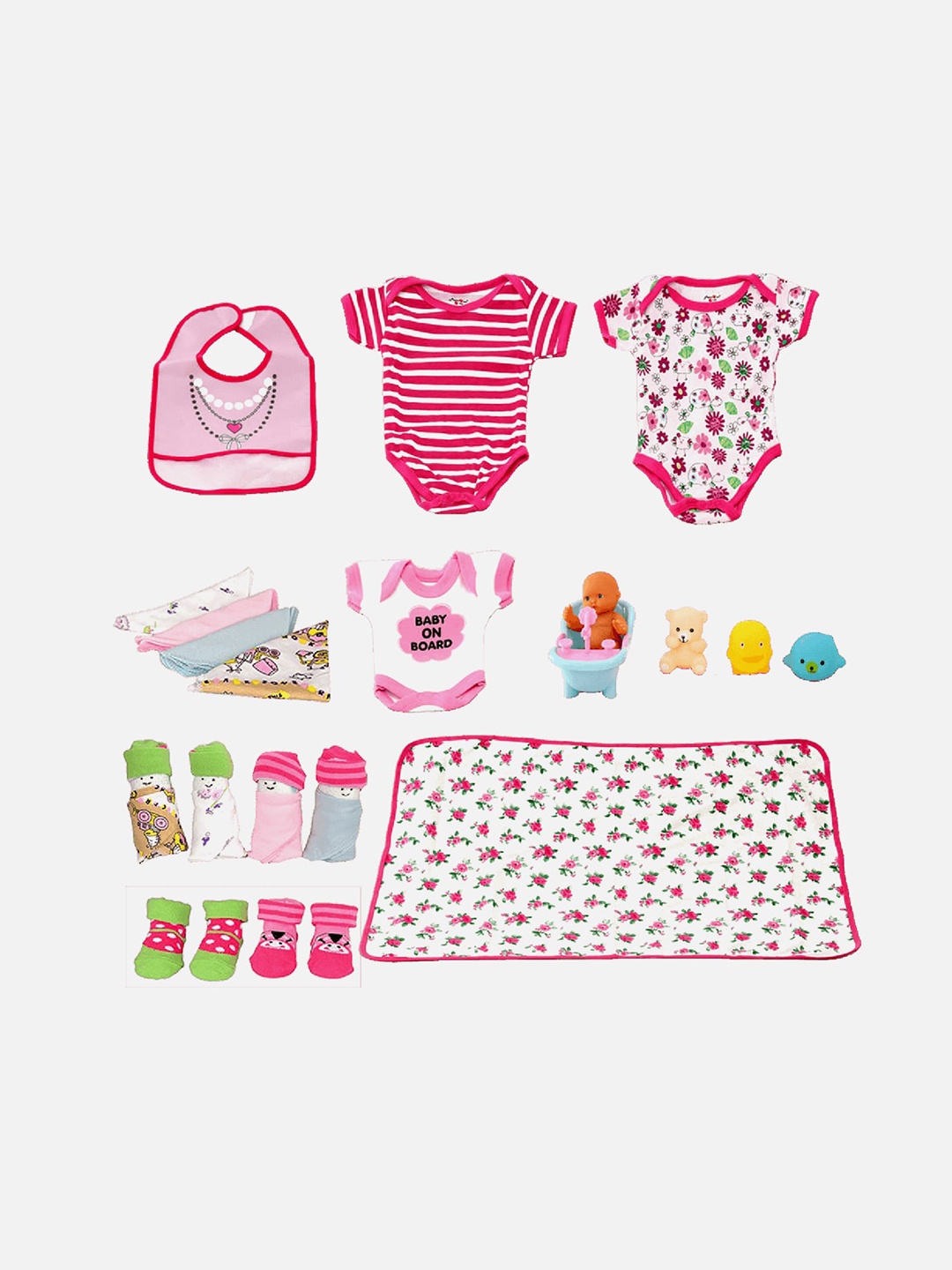 

Little Surprise Box LLP Infant Kids 20 Pcs Printed Baby Apparel Gift Set, Pink