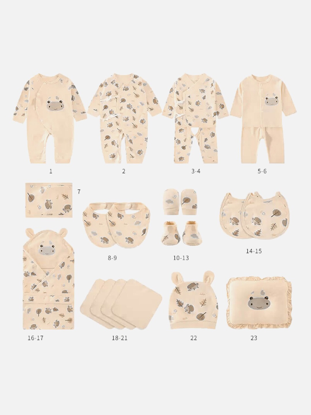

Little Surprise Box LLP Infants 23 Pcs Of Yellow Printed Cotton Baby Apparel Gift Set